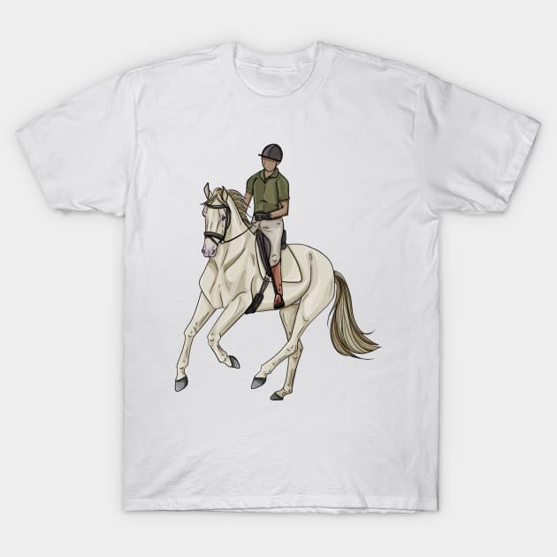 Perlino Spanish Horse Dressage T-Shirt by themarementality